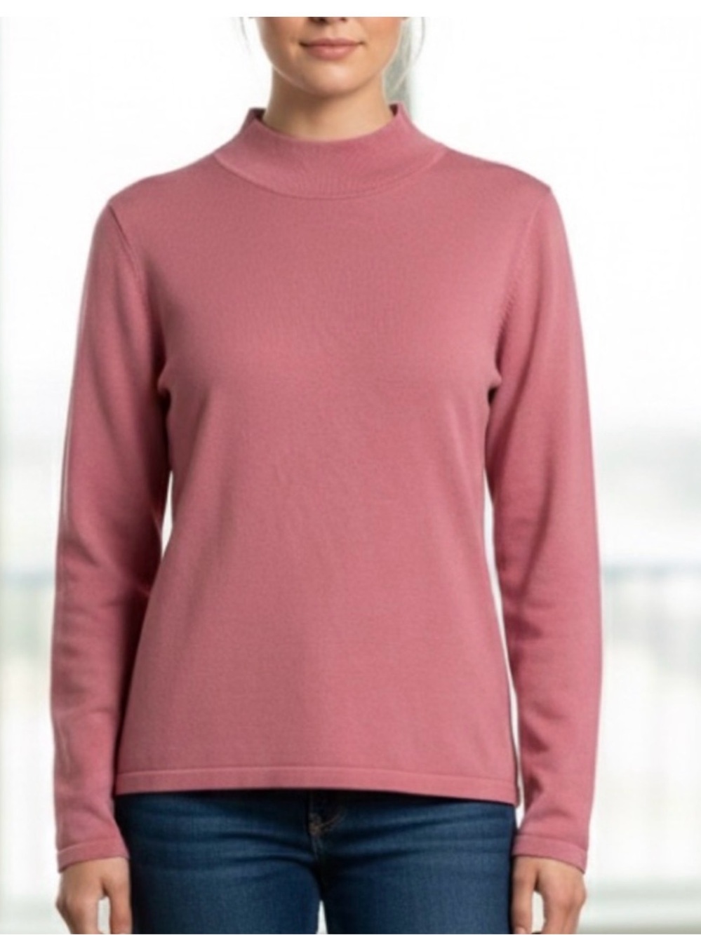 Pendleton Mauve Pink Mock Neck Long Sleeve Top EUC